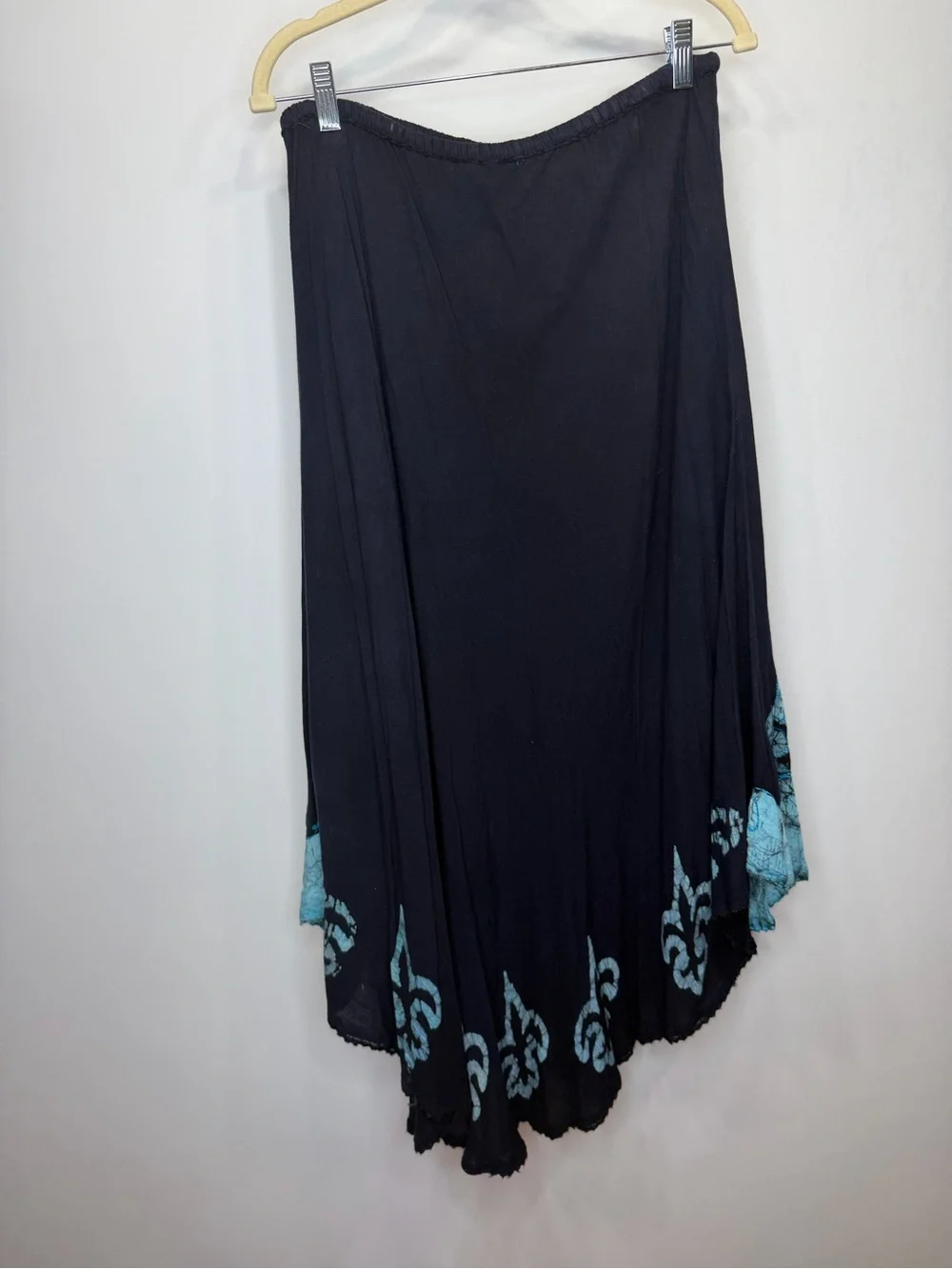 Navy Maxi Skirt with Turquoise Hem Accent